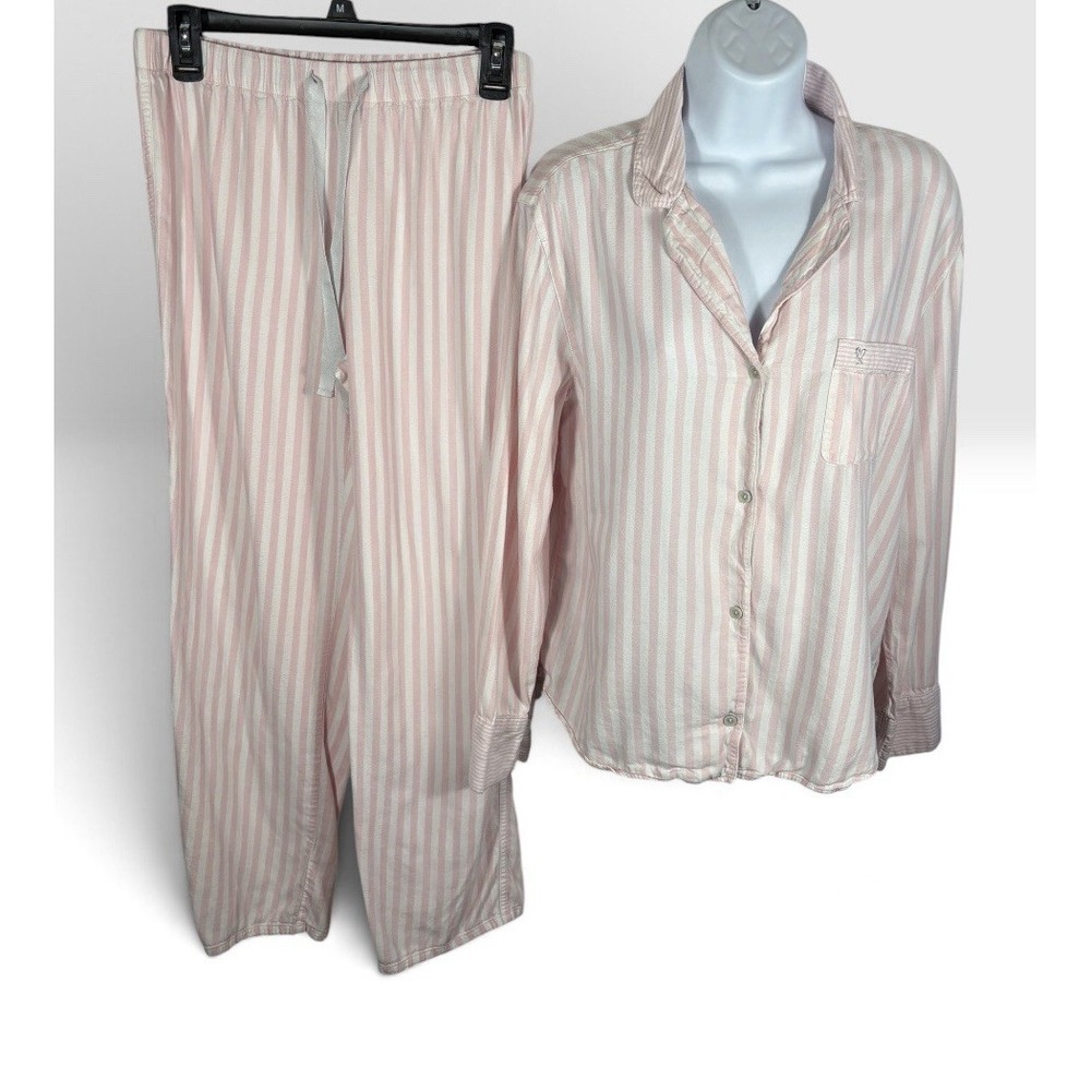 Victoria's Secret Women's Modal Soft Pajama Set Small Pink & White Striped -2282